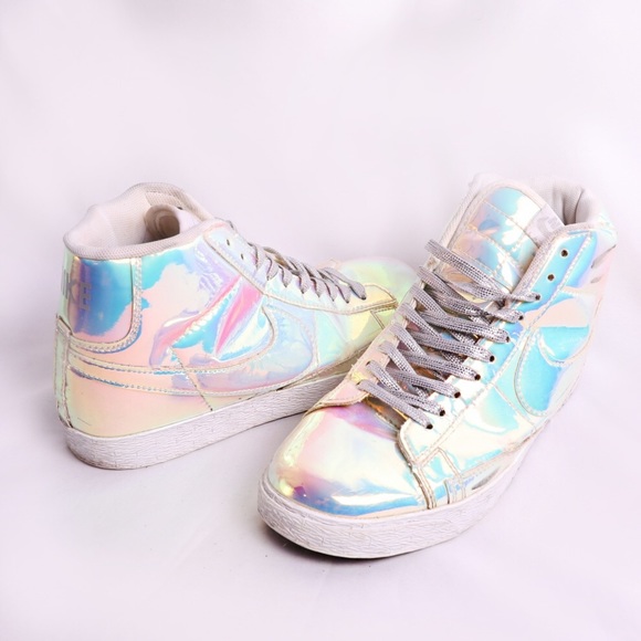 RARE Nike Wmns  Blazer Iridescent Rainbow Liquid Silver 2014 Us 7 - Picture 3 of 7